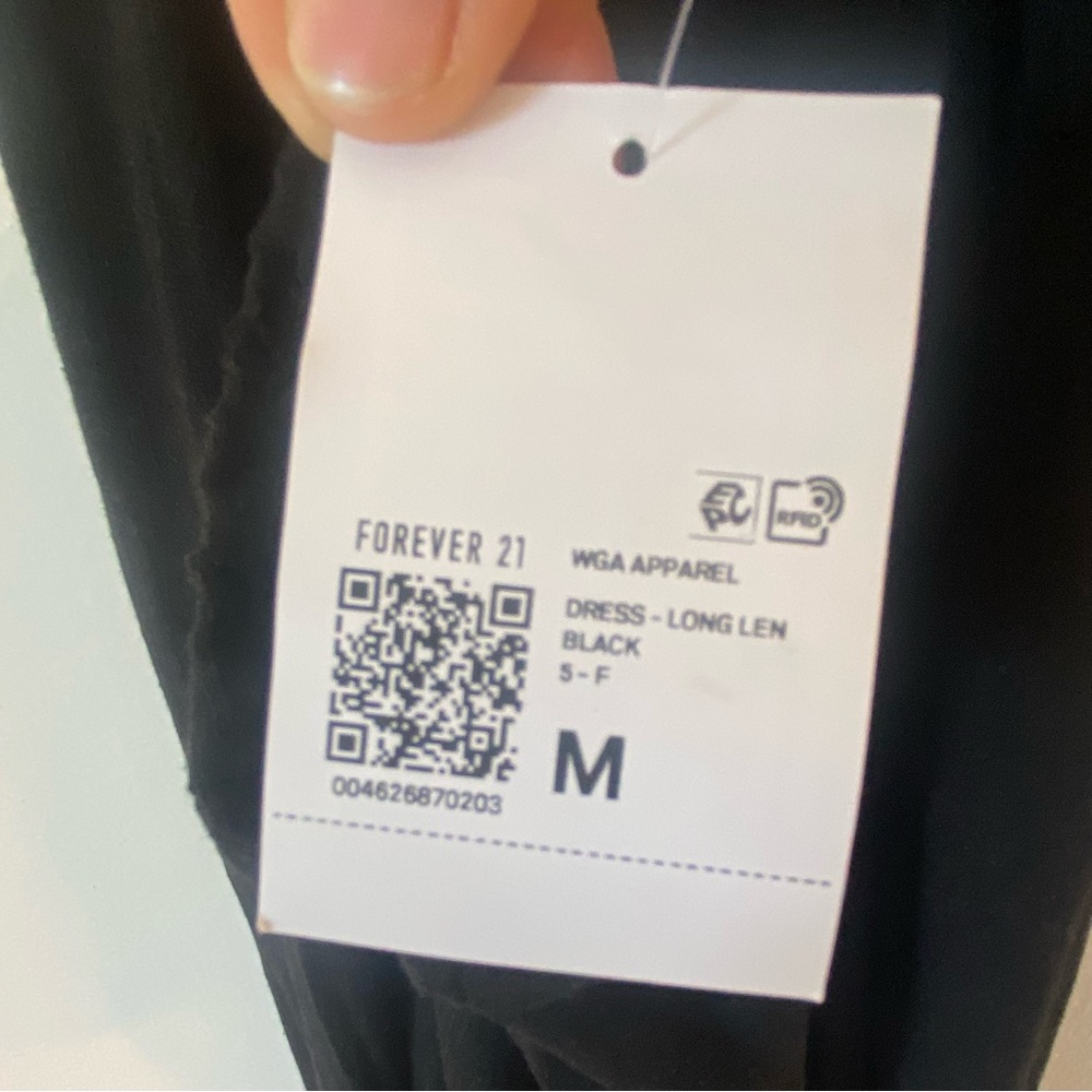 NWT BLACK LINEN MAXI DRESS FOREVER 21 SZ MED - Picture 11 of 15